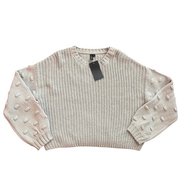 moon & madison Sweaters - Moon & Madison Puff Sleeve Sweater M Light Sage Green Cozy Crop Boxy NWT